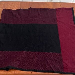 Charter Club Cashmere Black and Burgundy Poncho